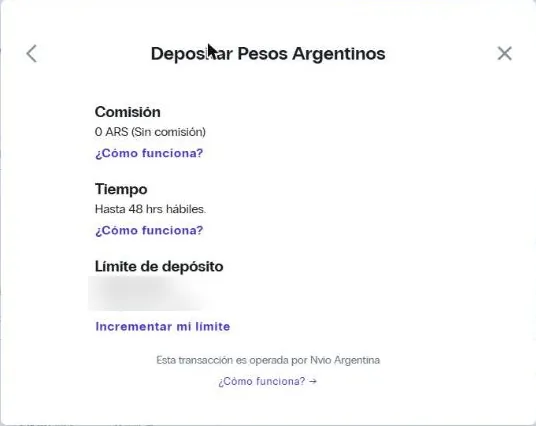 Depositar pesos: sin comisión, hasta 48 hs hábiles.